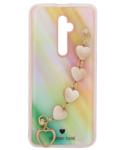 My Choice Sparkle Love Hearts Cover With Strap Bracelet Back Plastic Mobile Cover For Oppo Reno 2F - Multi Color