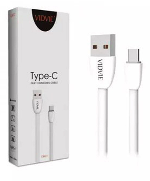 Vidvie Cb411T Fast Charging Cable Type C For Mobile Phones - White