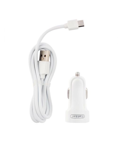 Earldom  Es-C132 Car Charger Fast Charger Micro 2 Usb Ports For Mobile Phones - White