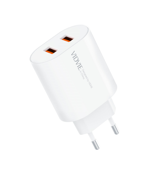 Vidvie Ple233 Fast Charging Micro 2 Usb Ports Wall Charger For Mobile Phones - White
