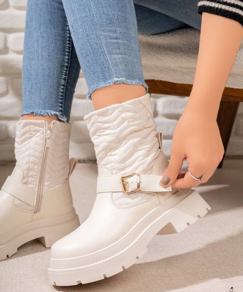 Winter white store boots low heel