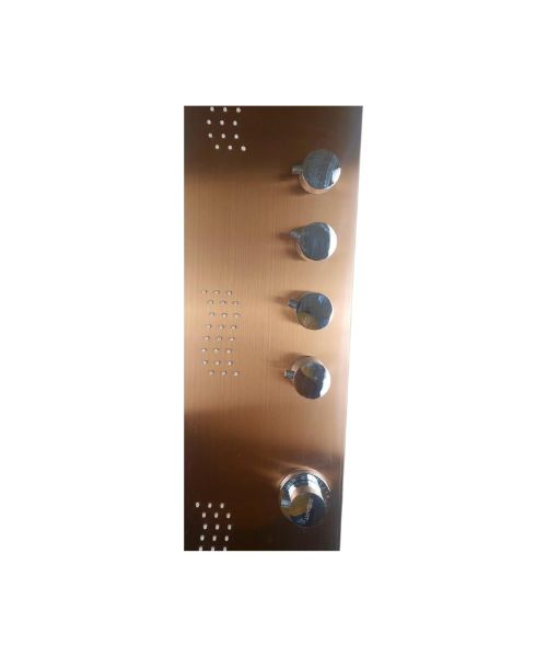 Shower panel unit, a complete shower panel in copper color with a luminous screen