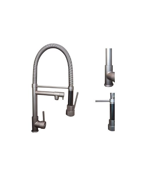 Fully flexible kitchen faucet with two water outlets - gray
