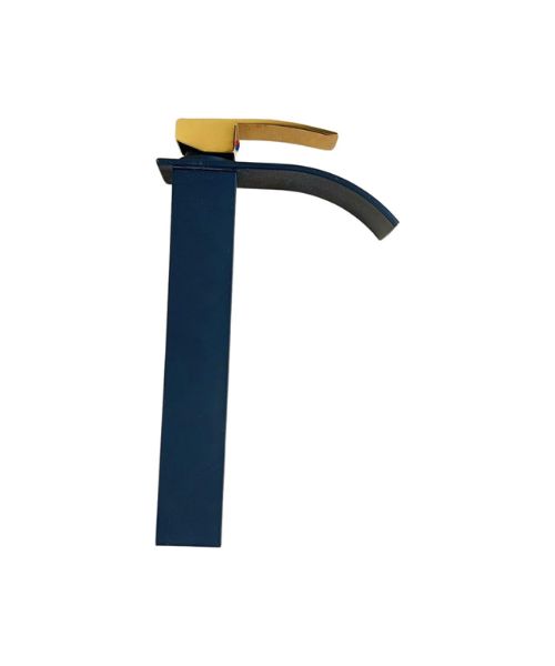 Black square waterfall faucet with gold handle