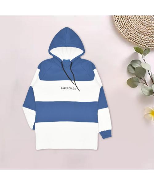 Striped Melton Hoodie With Capiccio For Boys - Blue White