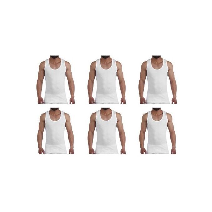 Dice 100% Cotton Six Sleeveless Solid Men T-shirt -White