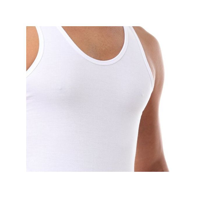 Dice 100% Cotton Six Sleeveless Solid Men T-shirt -White