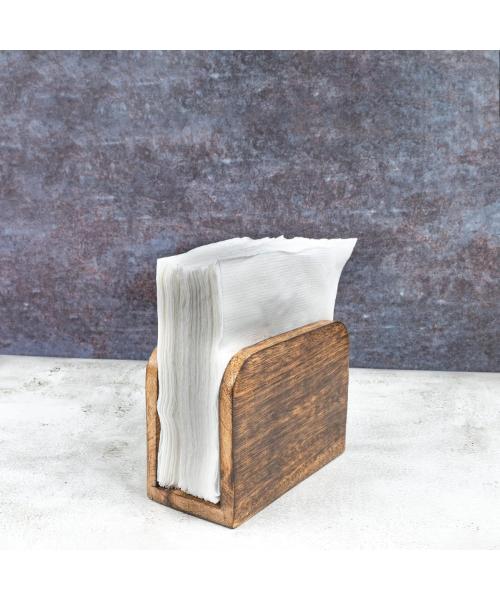 Burnt Finish Solid White Wood Tissue Holder for Kitchen, Paper Towel Storage Dispenser for Home, Party, Restaurant, Hotel, Cafe, Bar (5.5" x 2.5" x 4")
