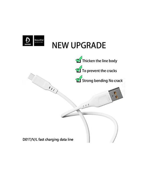 Denmen D01V Micro Usb Cable 2.4A 1M - White