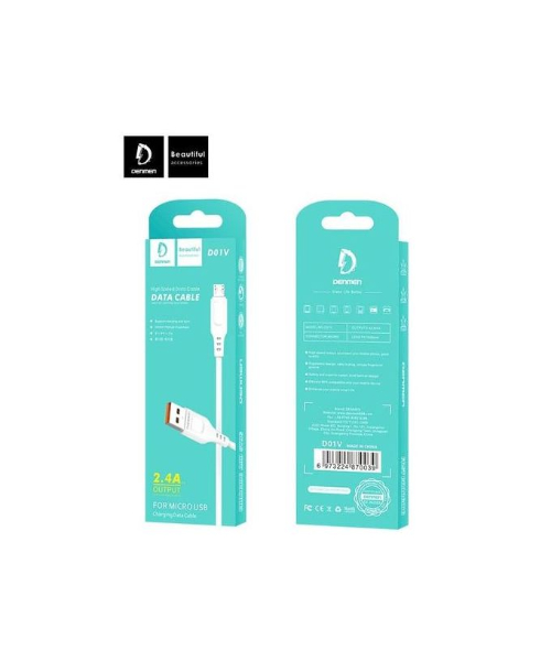 Denmen D01V Micro Usb Cable 2.4A 1M - White