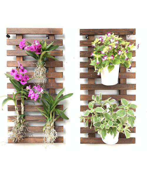 2pcs Wooden Hanging Plant Pot Indoor Wall Mounted Garden Vertical Outdoor Flower Pot Flower Display Stand