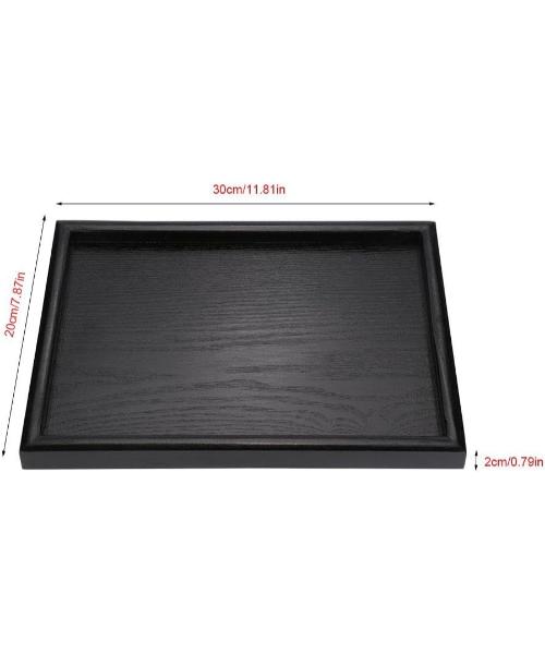 Large Wooden Rectangular Serving Tray, Beautiful Redesigned Rectangular Food Tray for All Occasions, Size 30 x 20 x 2 cm, by Karidi, Black, Brown