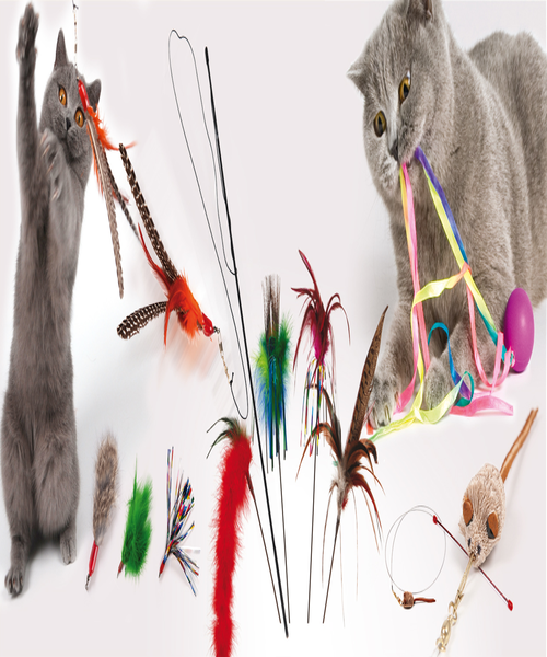Colourful feather tease cat toy funny cat catcher teaser stick rod pet toys