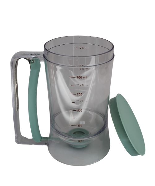 Dough Dispenser For Waffles And Pancakes With Lid And Measuring Scale 900 Ml - Mint Green