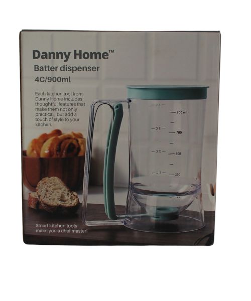 Dough Dispenser For Waffles And Pancakes With Lid And Measuring Scale 900 Ml - Mint Green