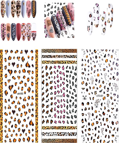 Tiger-shaped nail sticker, 3 sheets of different shapes