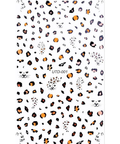 Tiger-shaped nail sticker, 3 sheets of different shapes