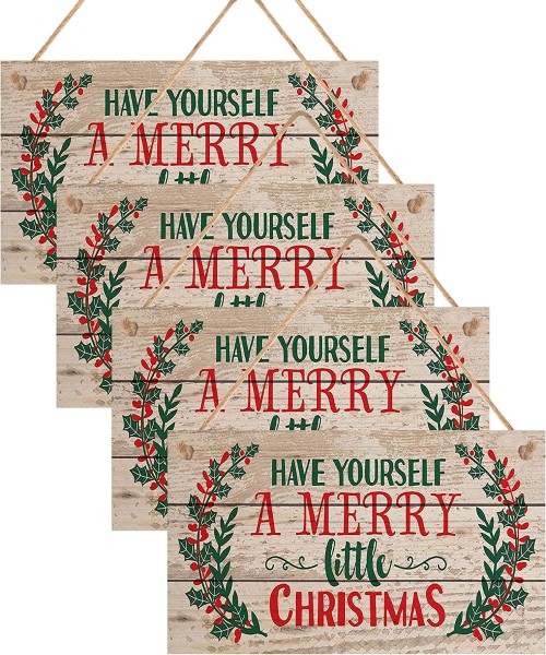 Merry Christmas” Wooden Decorative Signs Set“