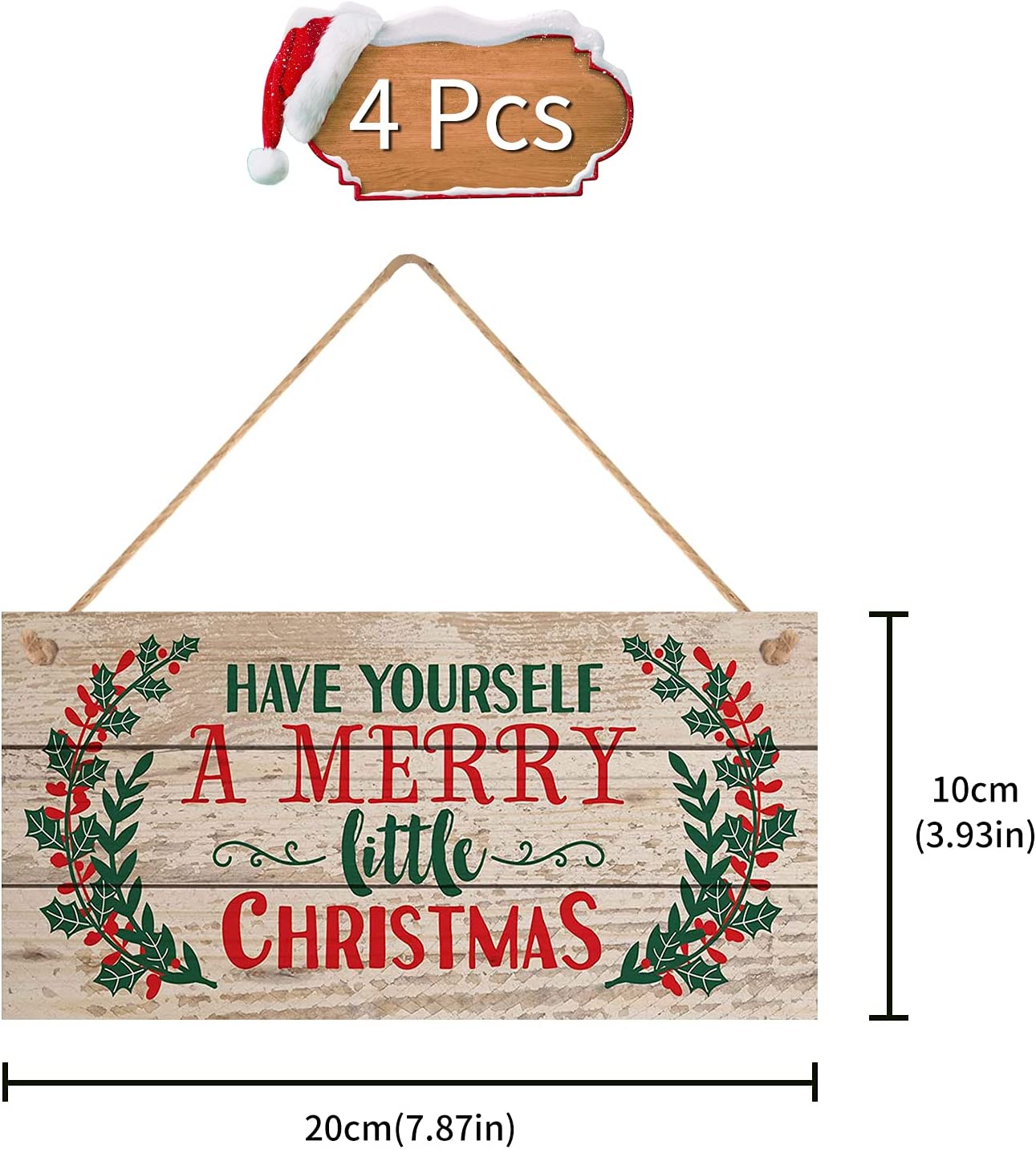 Merry Christmas” Wooden Decorative Signs Set“