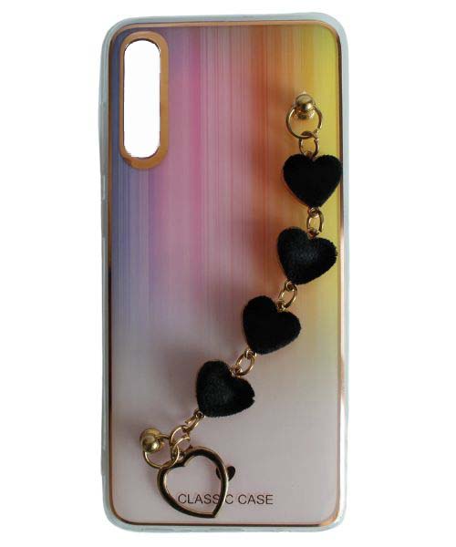 My Choice Sparkle Love Hearts Cover with Strap Back Mobile Cover For Samsung A70 - Multi Color