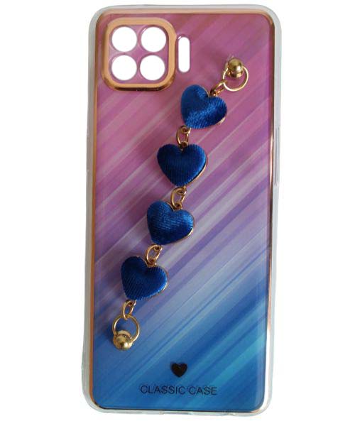My Choice Sparkle Love Hearts Cover with Strap Back Mobile Cover For Oppo A93 - Multi Color