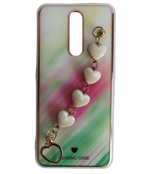 My Choice Sparkle Love Hearts Cover with Strap Back Mobile Cover For Oppo F11 - Multi Color