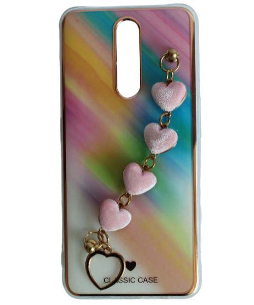 My Choice Sparkle Love Hearts Cover with Strap Back Mobile Cover For Oppo F11 - Multi Color