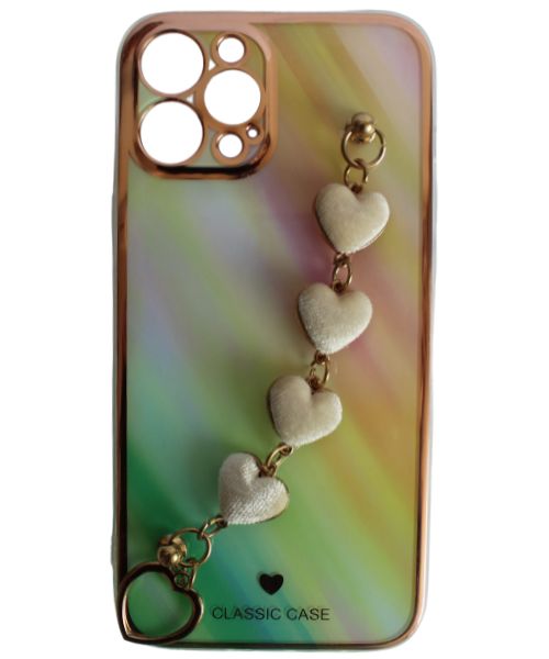 My Choice Sparkle Love Hearts Cover with Strap Back Mobile Cover For Apple iPhone 12 Pro Max  - Multi Color