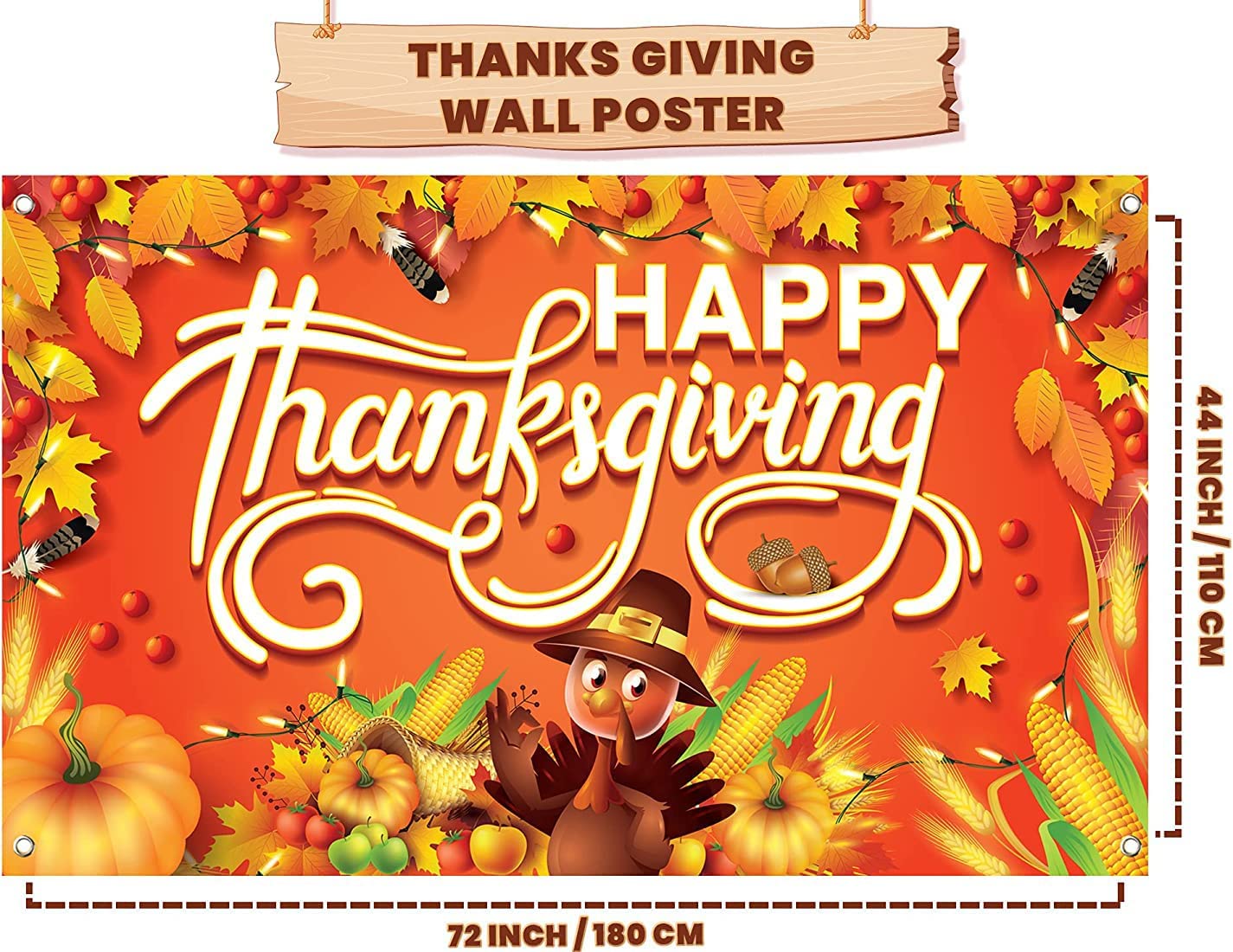 لافتة ديكور لعيد الشكر بعبارة «Happy Thanksgiving»