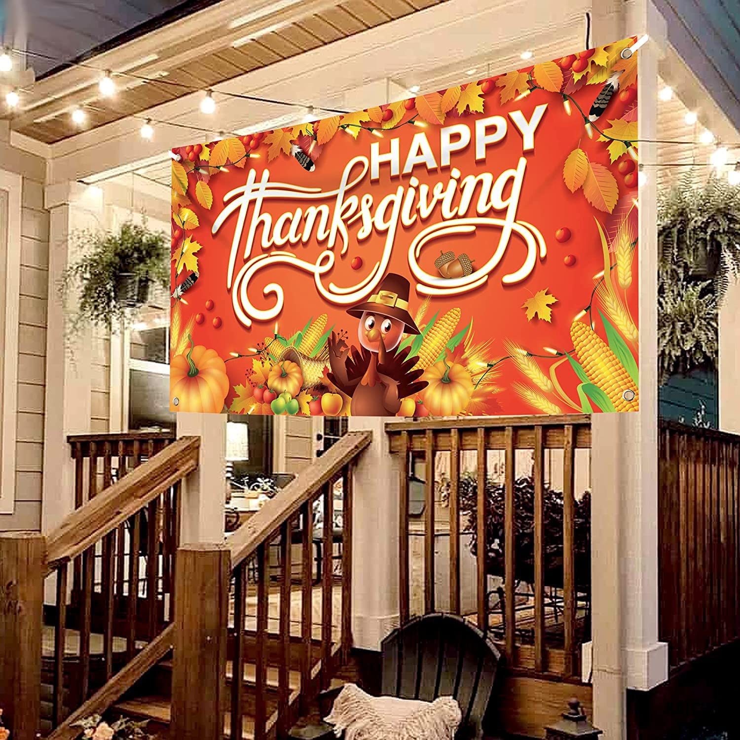 لافتة ديكور لعيد الشكر بعبارة «Happy Thanksgiving»