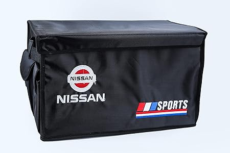 Foldable Trunk Organizer Storage Box, with Small Pockets, Cargo Container Compartments, Shoe Organizer, Black - Multi Colors (Nissan)