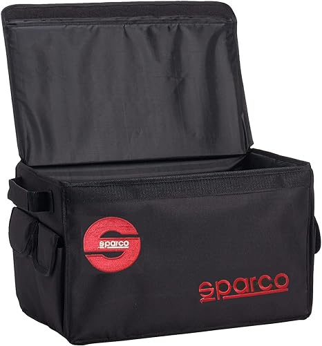 Foldable Trunk Organizer Storage Box, with Small Pockets, Cargo Container Compartments, Shoe Organizer, Black - Multi Colors (Sparco)
