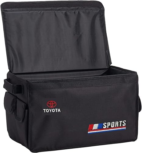 صندوق تخزين منظم لصندوق السيارة الخلفي قابل للطي مع جيوب صغيرة وفتحات، اسود×متعدد الالوان (تويوتا)