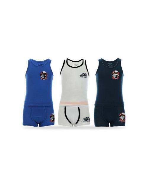 Dice Set Of Three Sleeveless Top & Boxer - For Kids