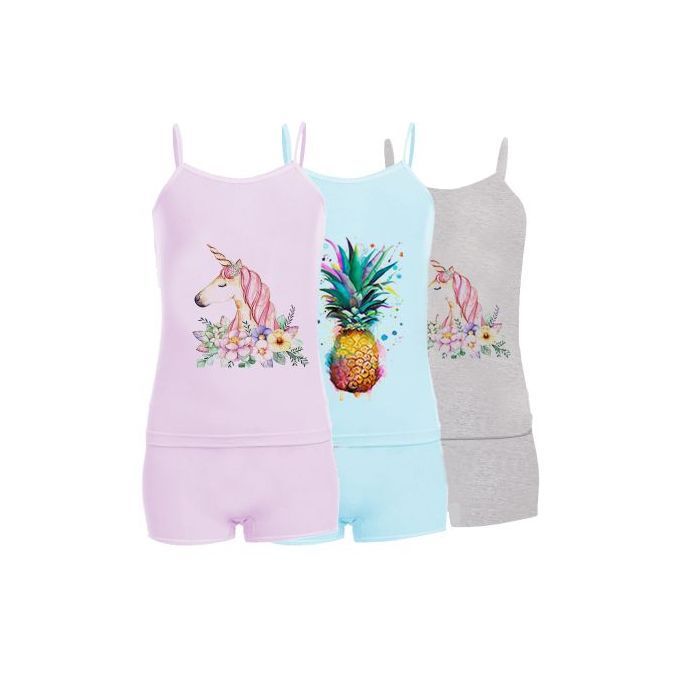 Dice - Set Of (3) Sleeveless Top & Hot Short - For Girls