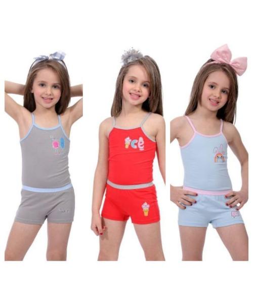 Dice - Set Of (3) Sleeveless Top & Hot Short - For Girls