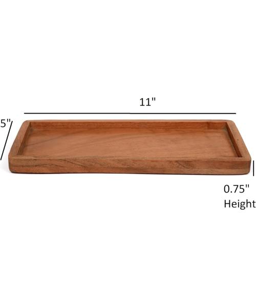 Acacia Wood Rectangular Plates for Serving Appetizers, Vegetables, Fruits, Cheese, Home and Kitchen Decor (Set of 3 Plates), Brown