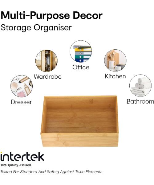 rectangular drawer organizer made of solid natural wood | Kitchen tools, office supplies and makeup | Bathroom, closet and bedroom | Table top decor |6.8cm(H) x 15cm(W) x 23cm(D)
