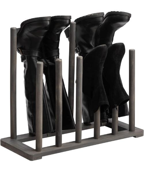 Paranta Shoe Storage Rack, Set of 6 Pairs, Independent Shoe Shelf Organizer, Black, Wood