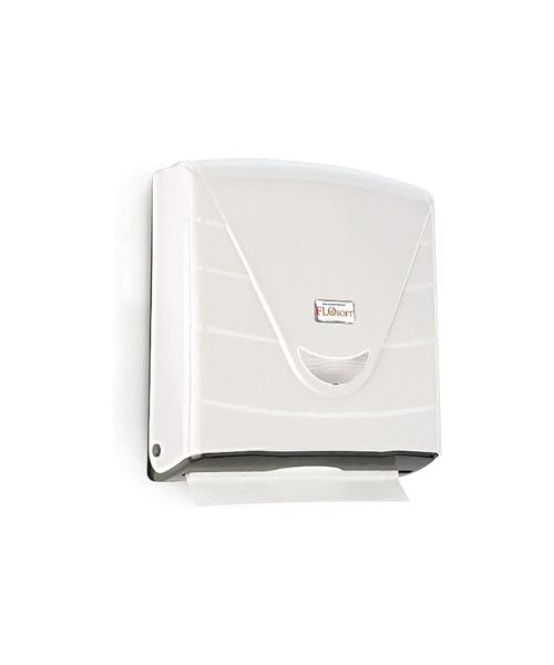 Wall-mounted plastic tissue dispenser with capacity of 300 tissues from Flowsoft, suitable for commercial places, bathrooms, offices, stores and home, white