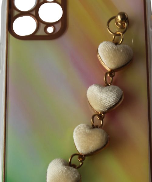 My Choice Sparkle Love Hearts Cover with Strap Back Mobile Cover For Apple iPhone 11 Pro Max - Multi Color