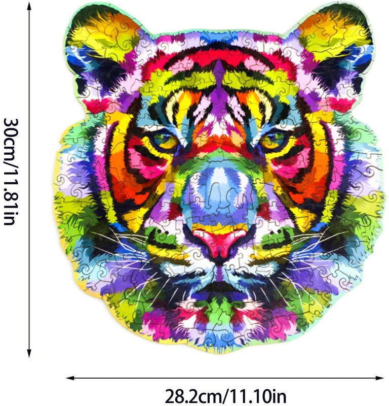 Animal Wooden Puzzle A3 Rainbow Tiger K5043