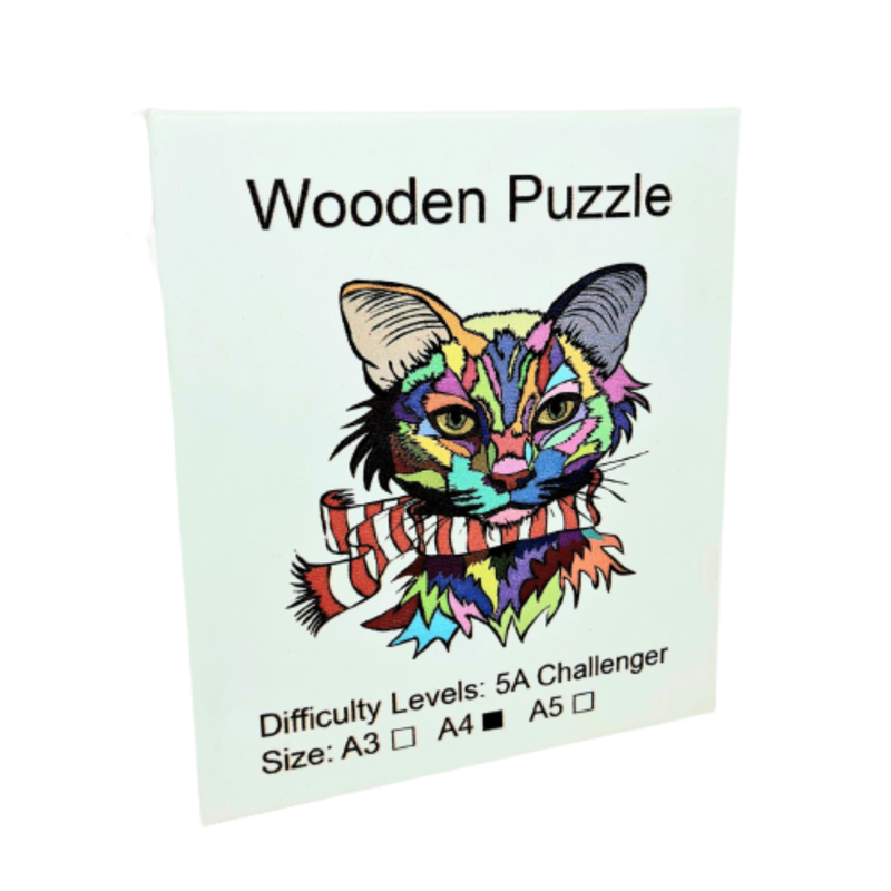 Animal Wooden Puzzle A4 Scarf Cat K5016