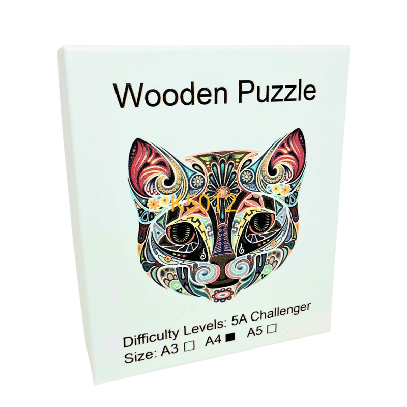 Animal Wooden Puzzle A4 Flower Cat Head K5012