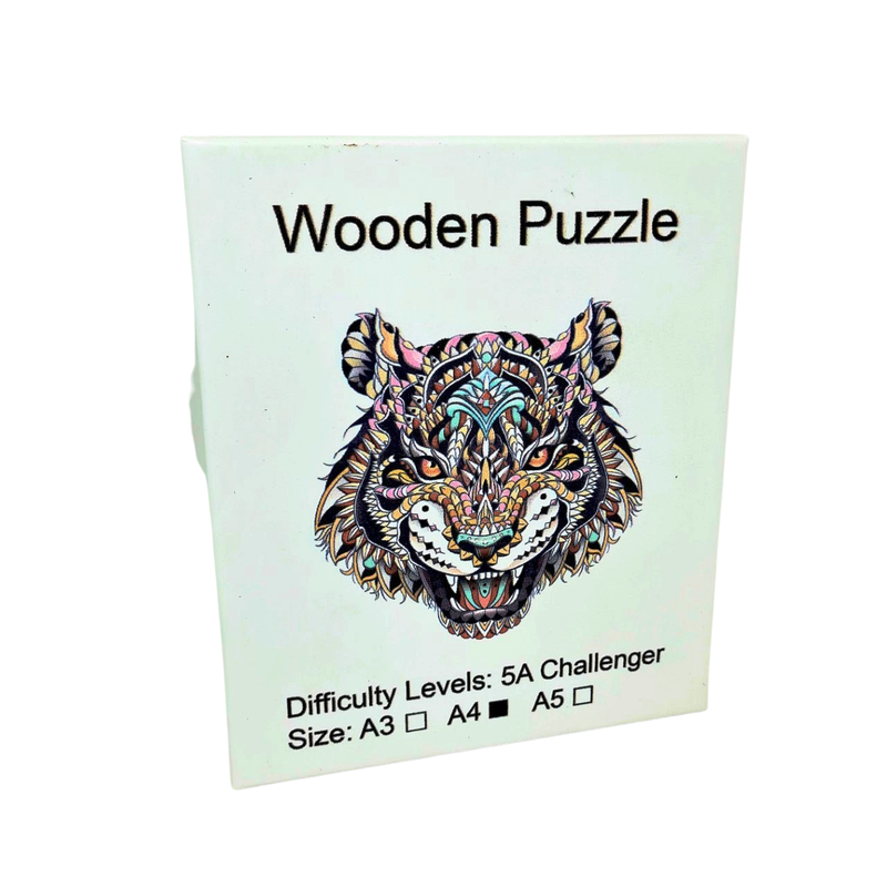Animal Wooden Puzzle A4 Open Mouth Tiger K5019