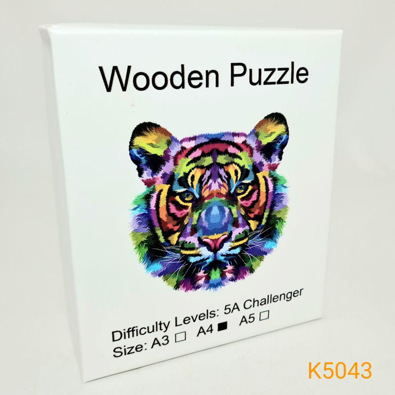 Animal Wooden Puzzle A4 Rainbow Tiger K5043
