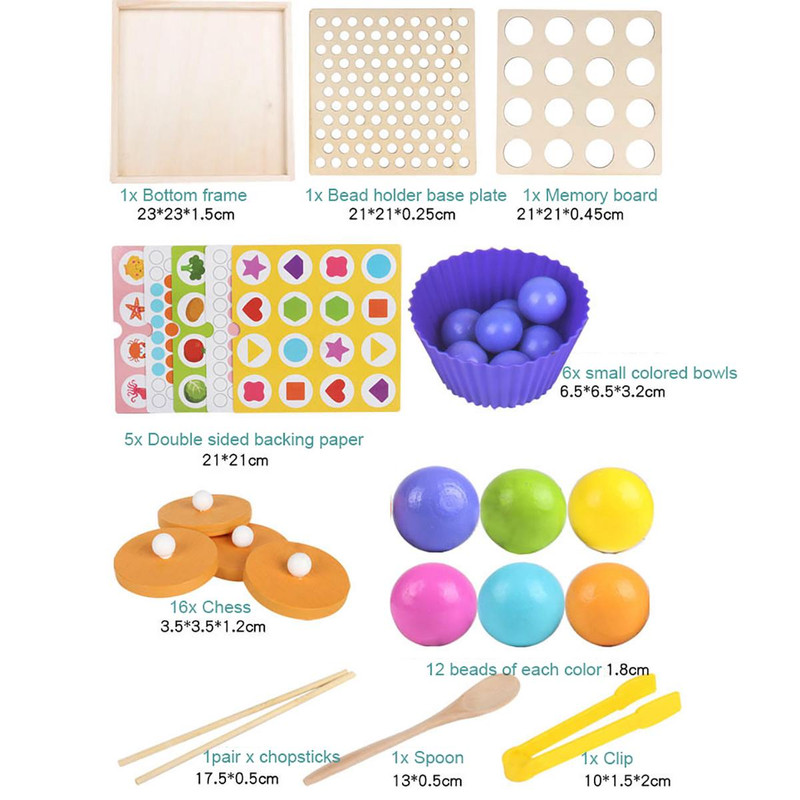 Memory + color classification (beads and tweezers)