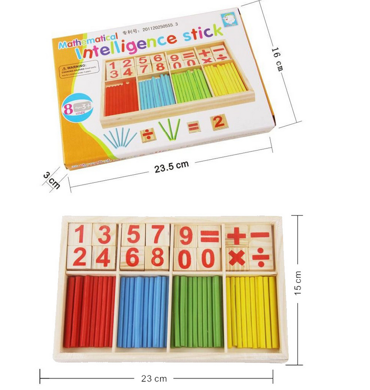 Wooden sticks for mathematical operations
