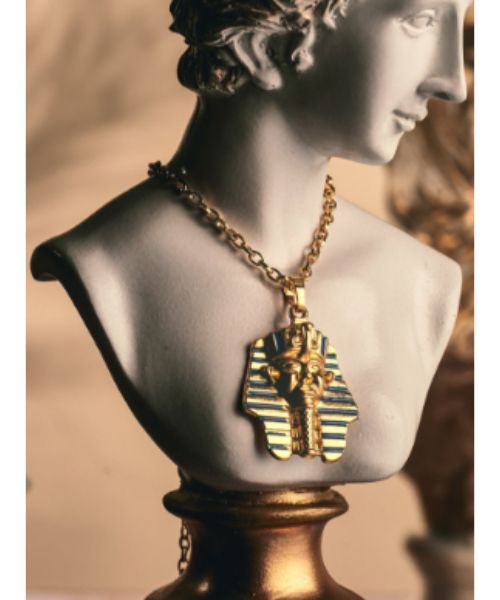 عقد بقلادة سلسلة الفرعون من 3 دايموندز ذهب مطلي فرعون - ذهبي