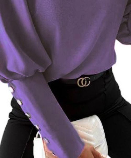 Solid Full Sleeve Round Neck T Shirts For Women - Purple
